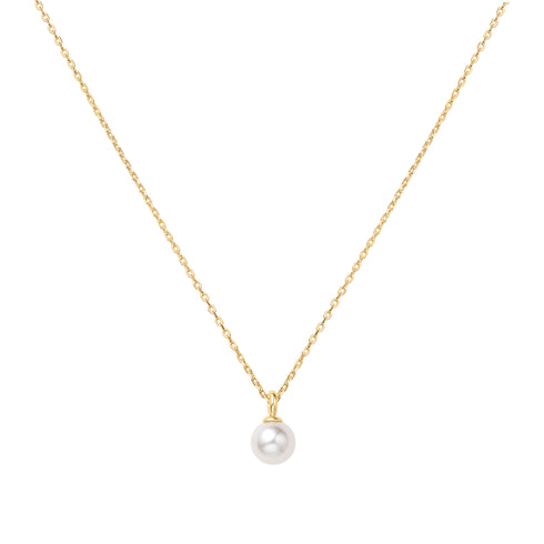 Gold Shell Pearl Drop Pendant Necklace